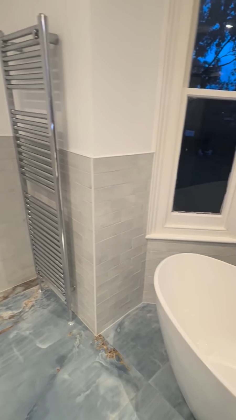 Ocean Breeze bathroom with deep blue coastal-inspired tiles